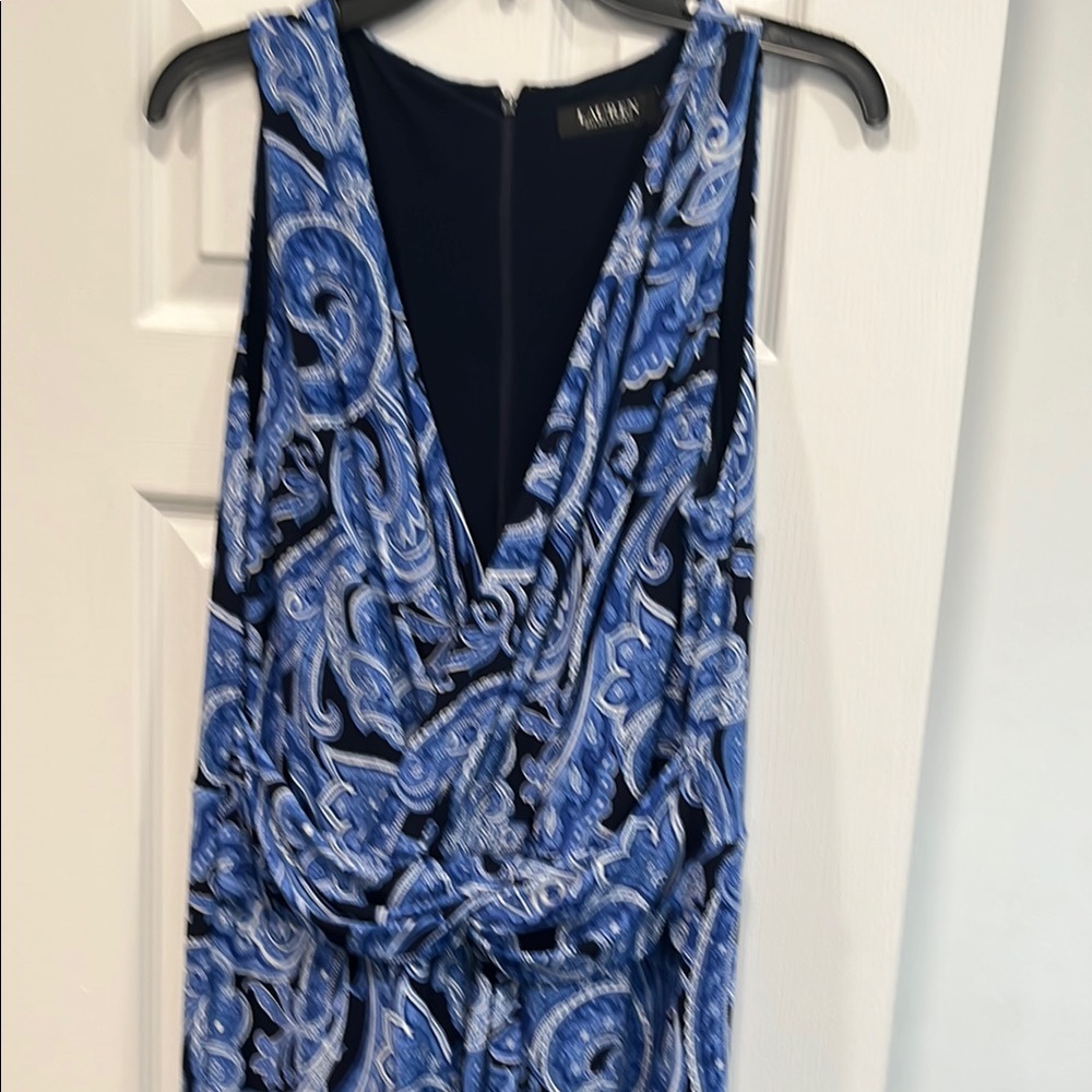 Calvin Klein Blue and Black V-Neck Maxi Dress